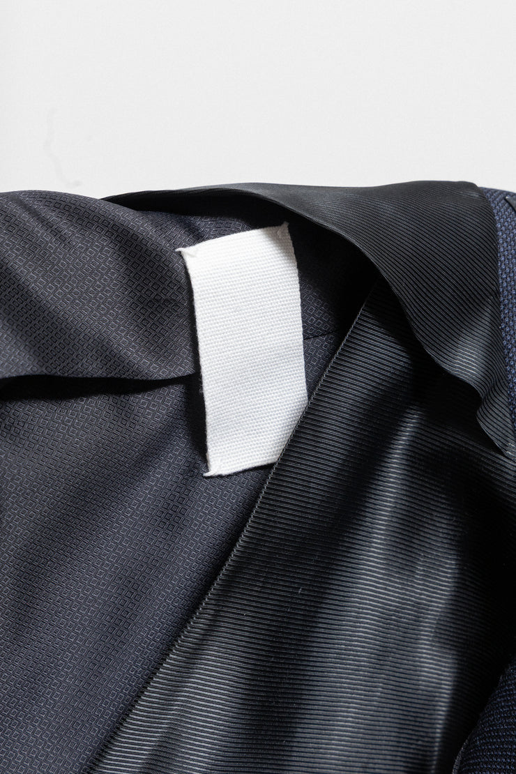 MARTIN MARGIELA - FW02 White label navy blazer jacket with cigarette shoulders