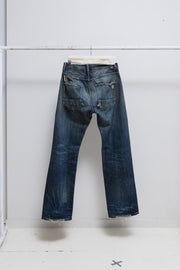 RICK OWENS SLAB - Hand washed wide ripped denim pants (PROTO)