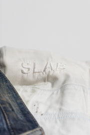 RICK OWENS SLAB - Hand washed wide ripped denim pants (PROTO)