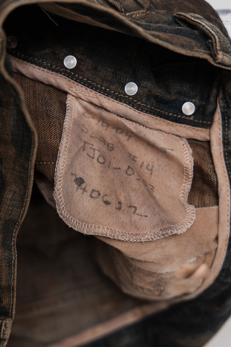 RICK OWENS SLAB - Mud washed wide denim pants (PROTO)