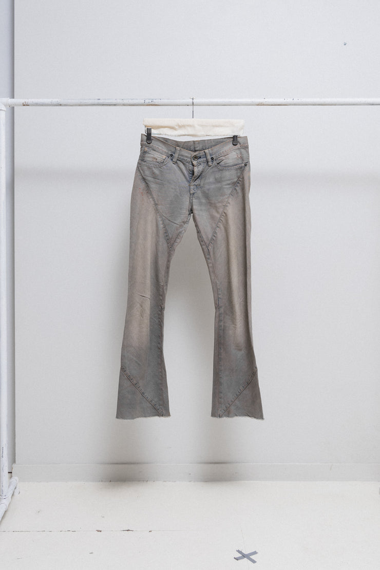 RICK OWENS SLAB - Spiral cut washed denim pants (PROTO)