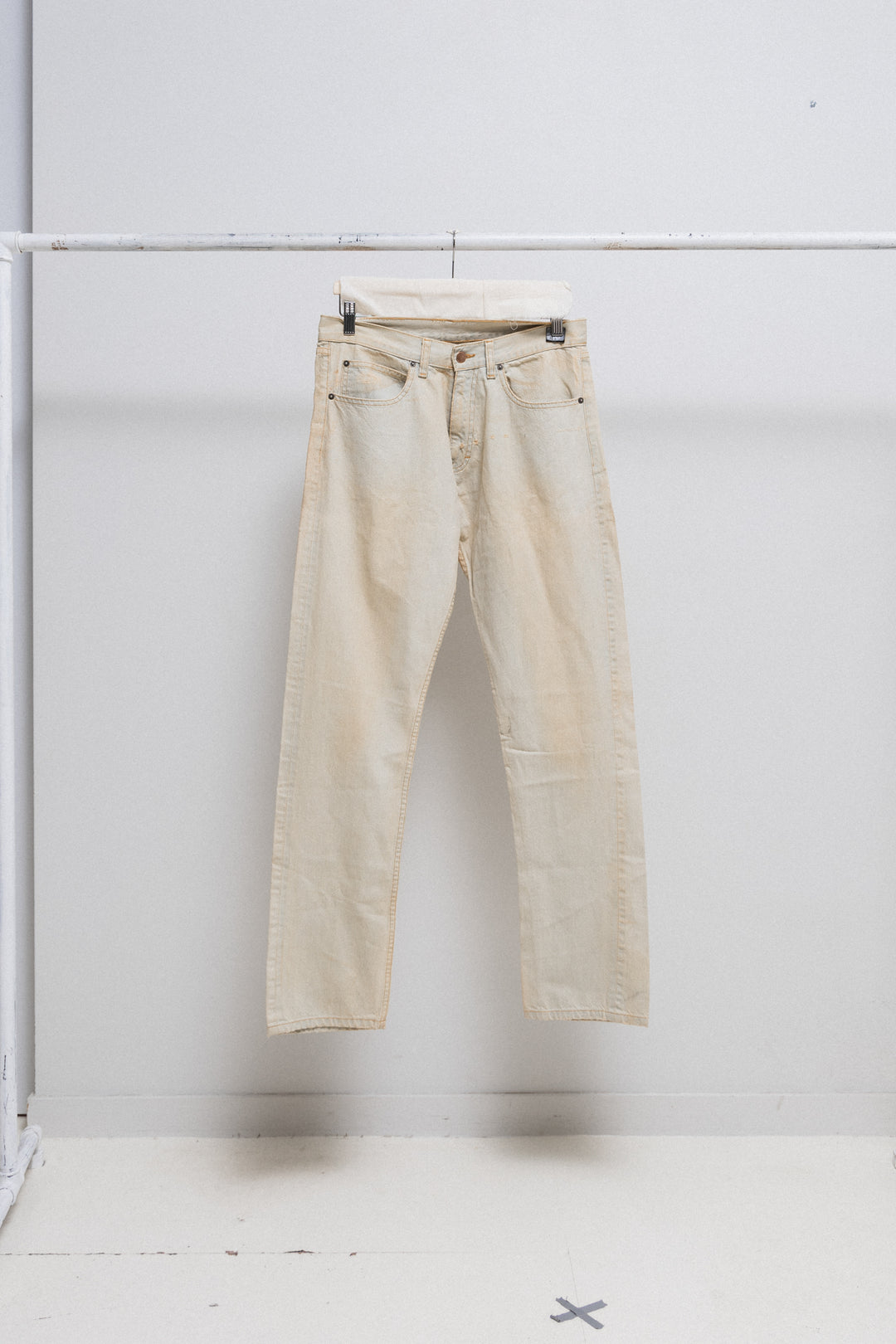 RICK OWENS SLAB - SS04 Bleached spiral cut denim pants (sample