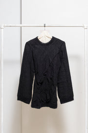 ANN DEMEULEMEESTER - Mid 90’s Mohair wool blend sweater with textured stripes and wide sleeves