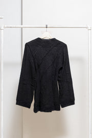 ANN DEMEULEMEESTER - Mid 90’s Mohair wool blend sweater with textured stripes and wide sleeves
