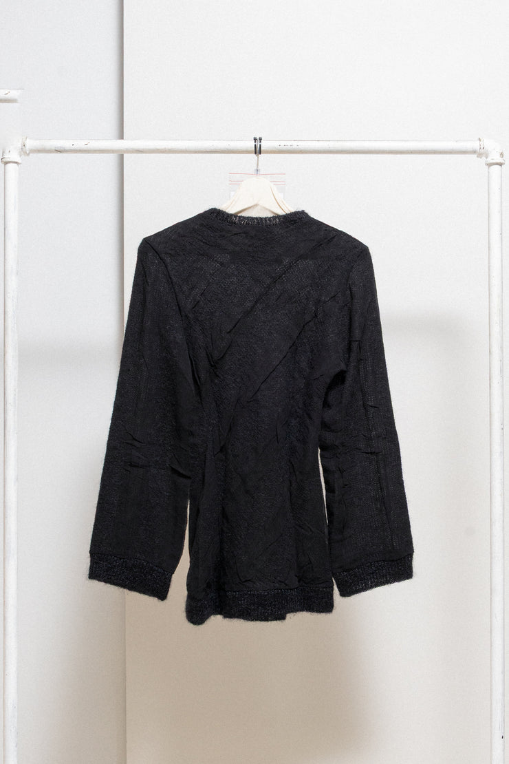 ANN DEMEULEMEESTER - Mid 90’s Mohair wool blend sweater with textured stripes and wide sleeves
