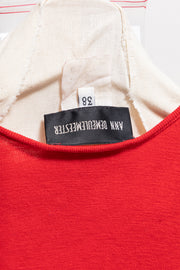 ANN DEMEULEMEESTER - FW96 Red wool top with v neck going sideward