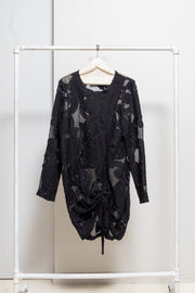 ANN DEMEULEMEESTER - See through patterned dress with bottom straps