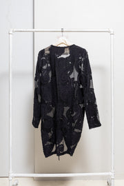 ANN DEMEULEMEESTER - See through patterned dress with bottom straps