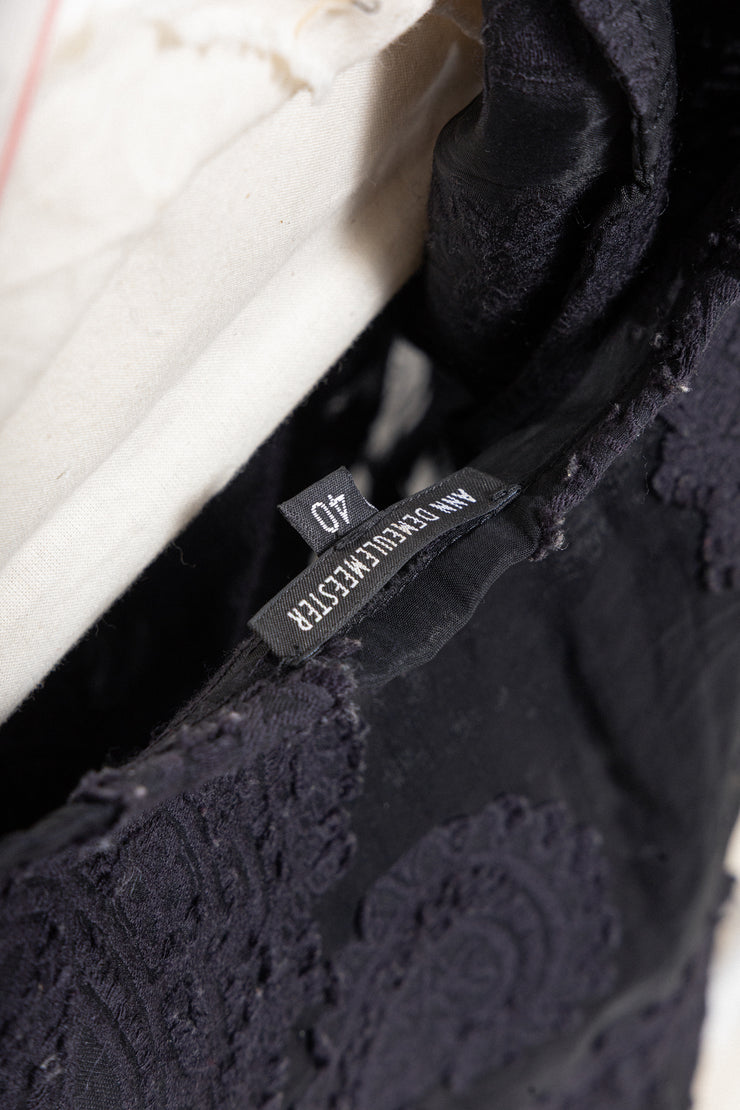 ANN DEMEULEMEESTER - See through patterned dress with bottom straps