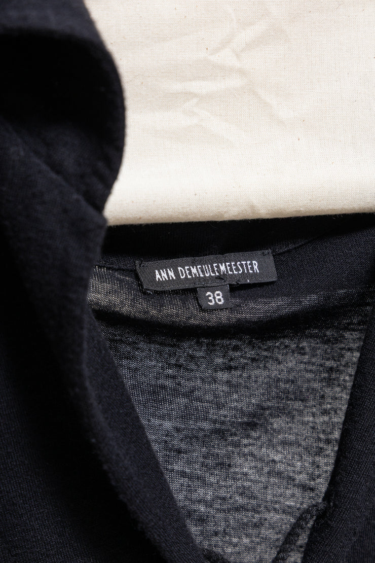 ANN DEMEULEMEESTER - SS20 Wool blend sailor shirt with collar lacing