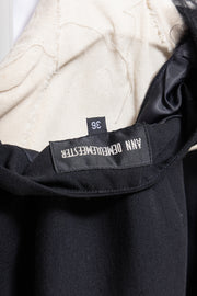 ANN DEMEULEMEESTER - Wool vest with long fur attached to front leather straps