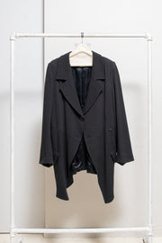 ANN DEMEULEMEESTER - Early 90’s fleece wool jacket with flared sleeves and inner button strap