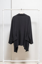 ANN DEMEULEMEESTER - Early 90’s fleece wool jacket with flared sleeves and inner button strap