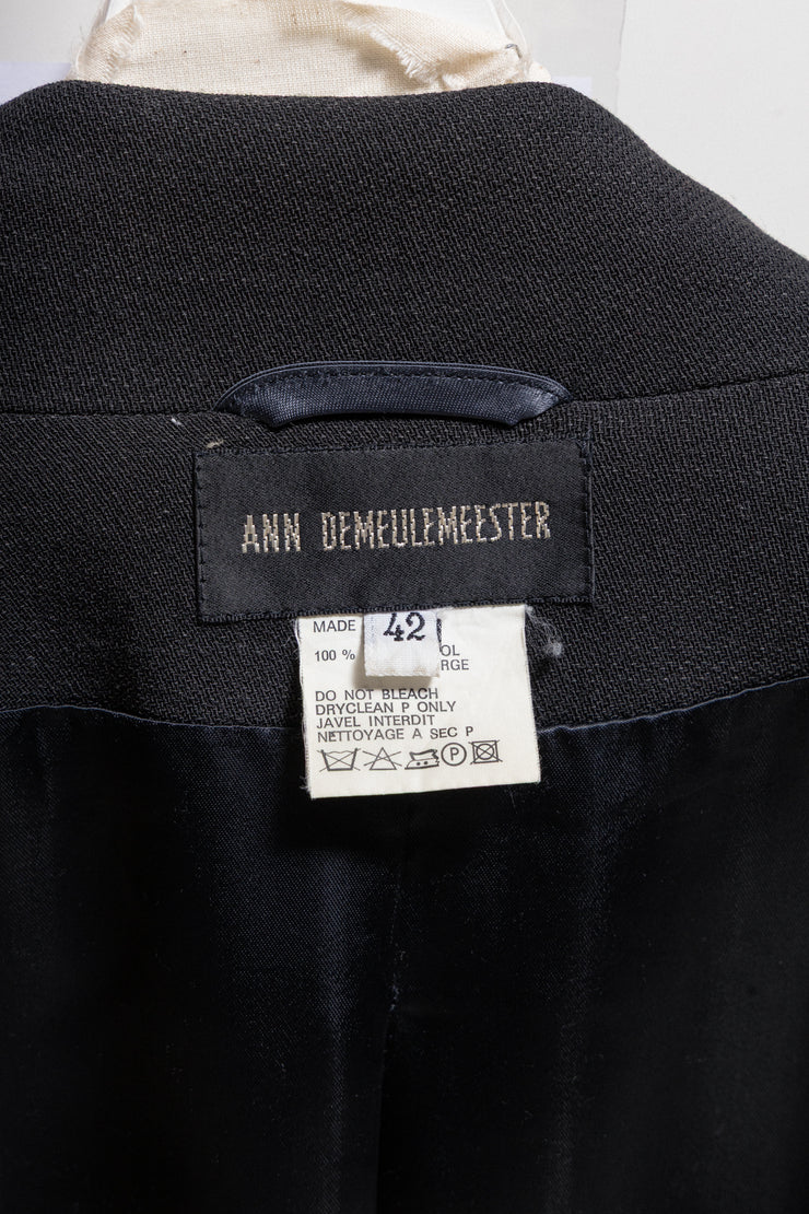 ANN DEMEULEMEESTER - Early 90’s fleece wool jacket with flared sleeves and inner button strap