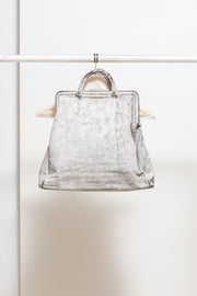 ANN DEMEULEMEESTER - SS02 painted leather bag with a crackled effect