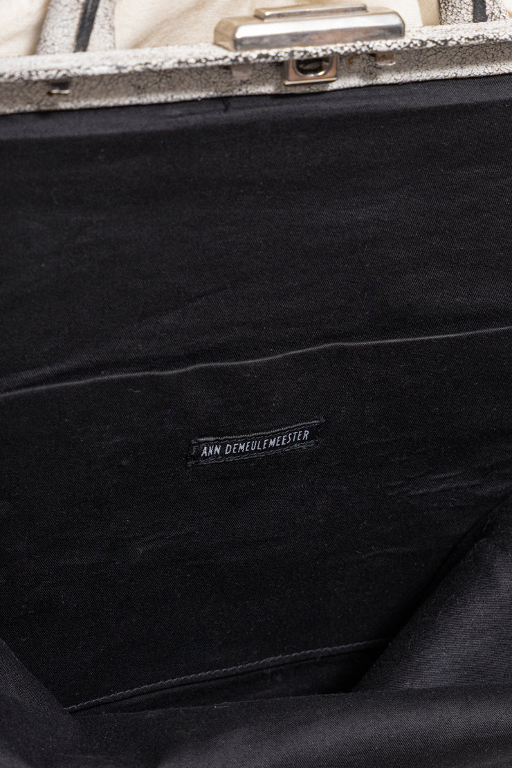 ANN DEMEULEMEESTER - SS02 painted leather bag with a crackled effect