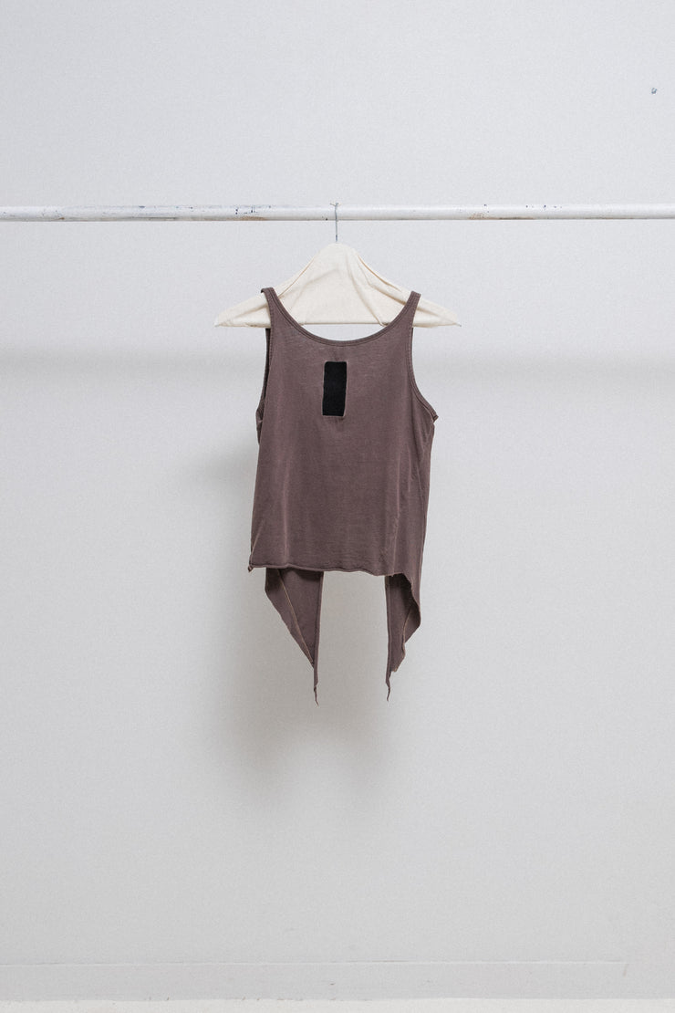 RICK OWENS SLAB - Pink brown cropped swallowtail top (sample)