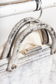 ANN DEMEULEMEESTER - SS02 painted leather bag with a crackled effect