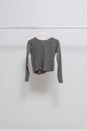 RICK OWENS SLAB - Faded mauve cropped top with ribbed sleeves (sample)