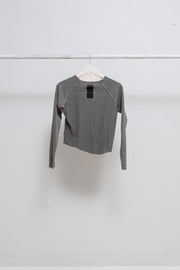 RICK OWENS SLAB - Faded mauve cropped top with ribbed sleeves (sample)