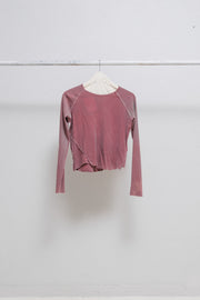 RICK OWENS SLAB - Pink cropped top with ribbed sleeves (sample)