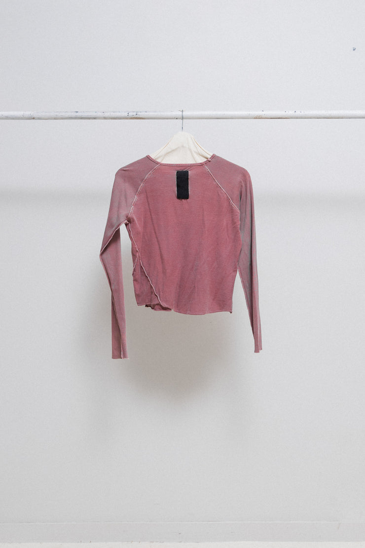 RICK OWENS SLAB - Pink cropped top with ribbed sleeves (sample)