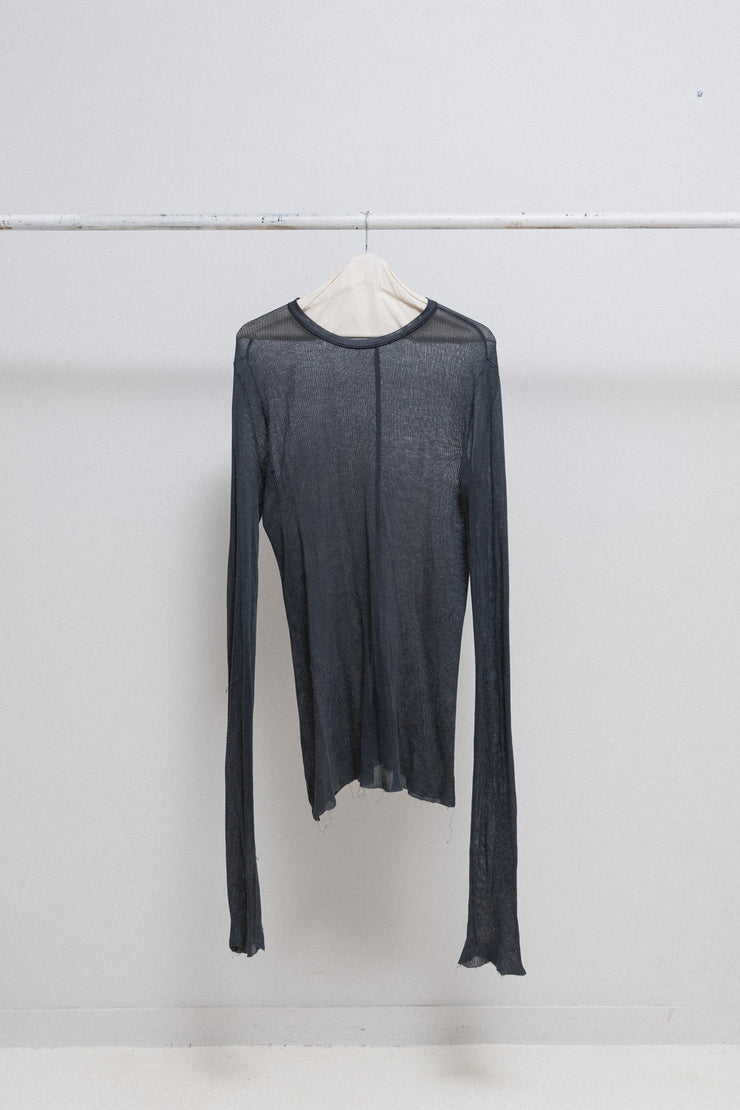 RICK OWENS SLAB - Indigo ribbed long sleeves top (sample)