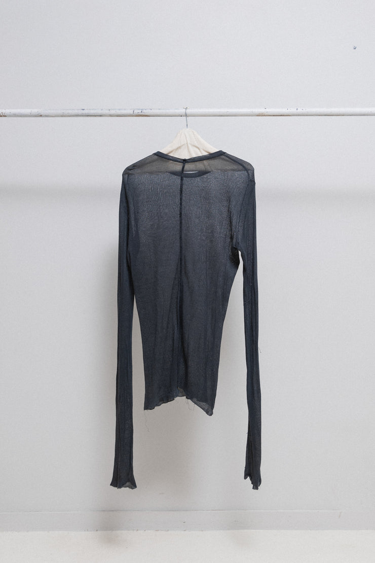 RICK OWENS SLAB - Indigo ribbed long sleeves top (sample)