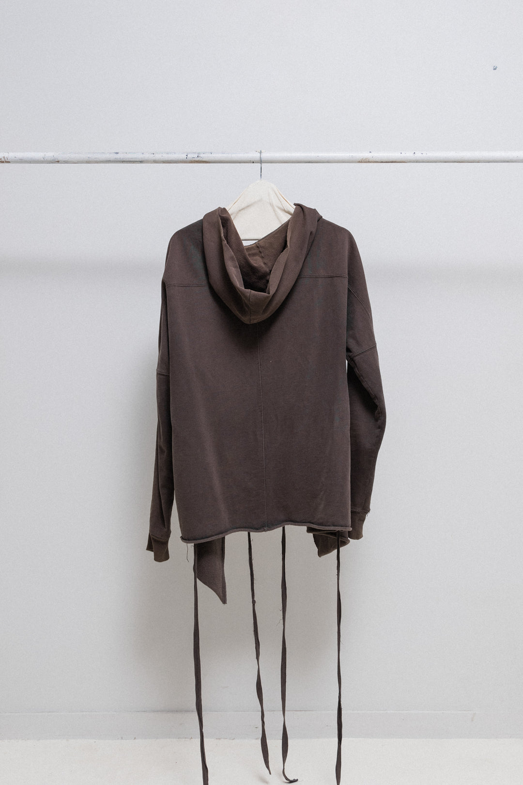 【即購入OK】RICK OWENS ダークダスト サイズXS ブラウン RICK OWENS SLAB - Dark Dust open hoodie with loose straps (sample