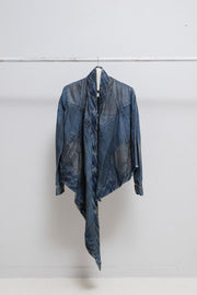 RICK OWENS SLAB - Hog wash "banian" asymmetric denim jacket (PROTO PR)