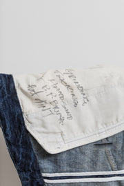 RICK OWENS SLAB - Sand washed dark blue sleeveless denim jacket (PROTO)