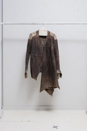 RICK OWENS SLAB - SS04 Washed denim jacket with shoulder panels and side frill (PR PROTO)