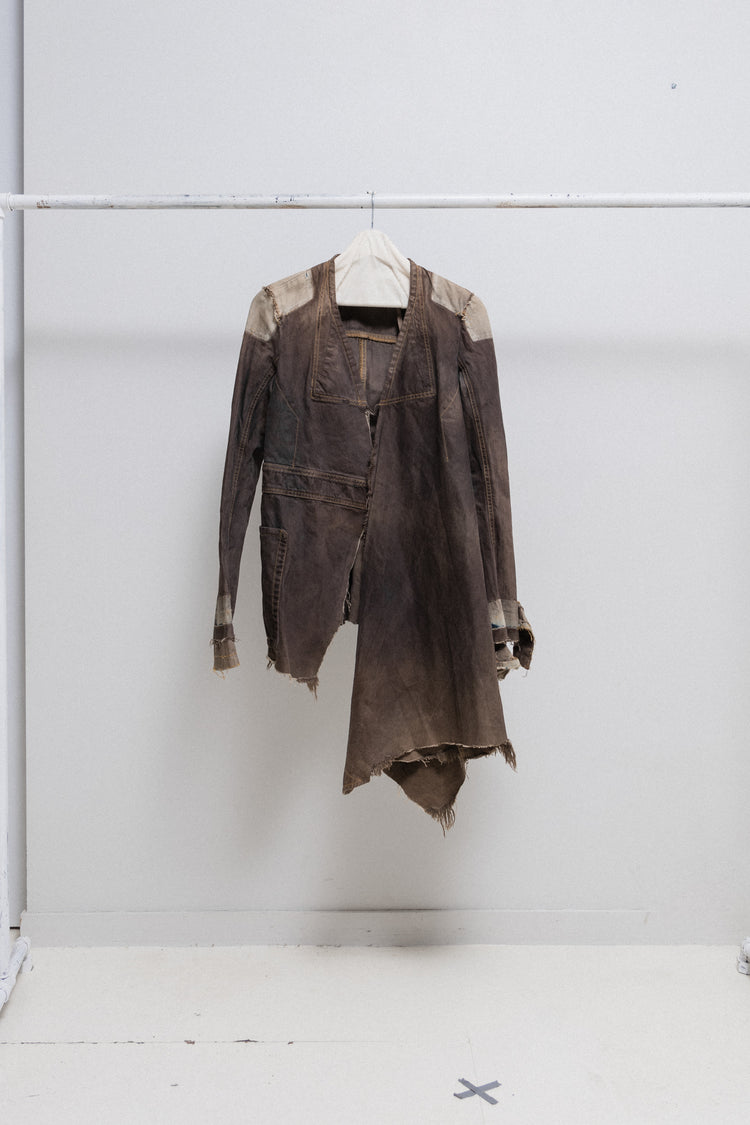 RICK OWENS SLAB - SS04 Washed denim jacket with shoulder panels
