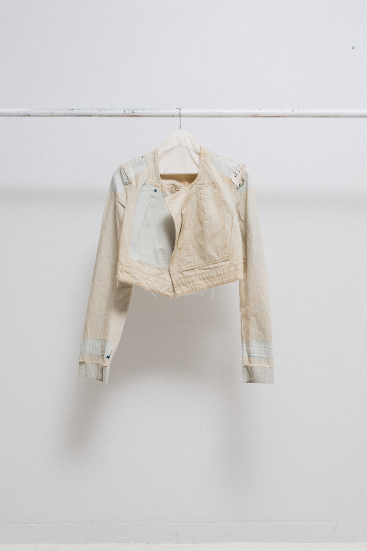 RICK OWENS SLAB - SS04 Cropped denim jacket with gradient panels (PROTO)