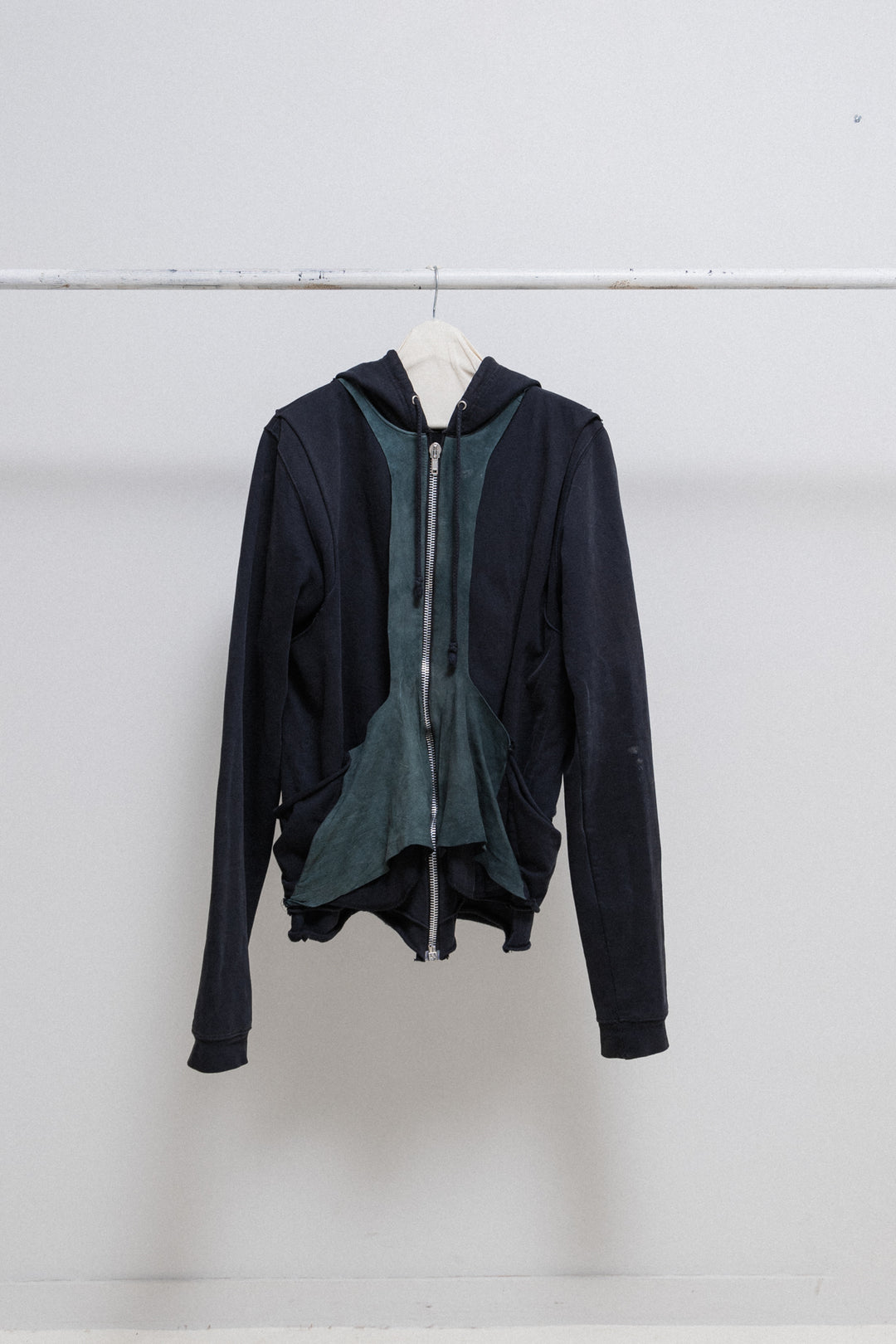 RICK OWENS SLAB - Leather paneled hoodie (sample) – L'OBSCUR