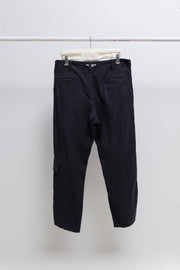 YOHJI YAMAMOTO POUR HOMME - Wide cotton pants with leg pockets and waist drawstrings