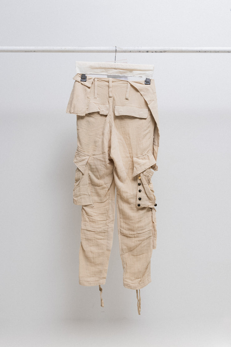 UNDERCOVER - Spring 2004 « Languid » Cotton gauze cargo pants with sequin details