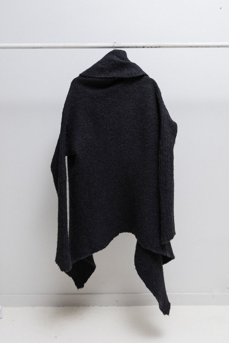 RICK OWENS - FW06 « DUSTULATOR » Thick alpaca wool cardigan with giant lapels