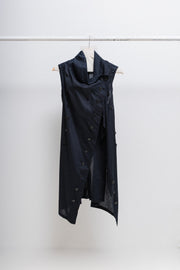 ANN DEMEULEMEESTER - FW09 Sleeveless cotton dress with triple buttoning