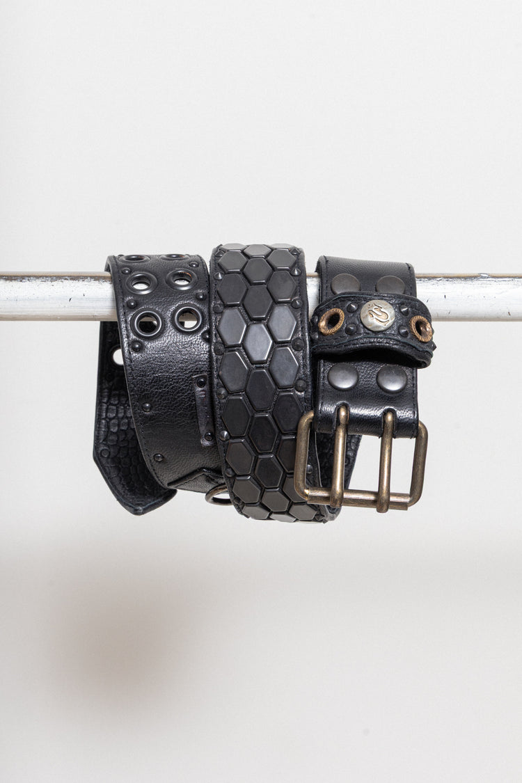 小物 kmrii studs belt KMRII - Honeycomb studded leather belt – L'OBSCUR