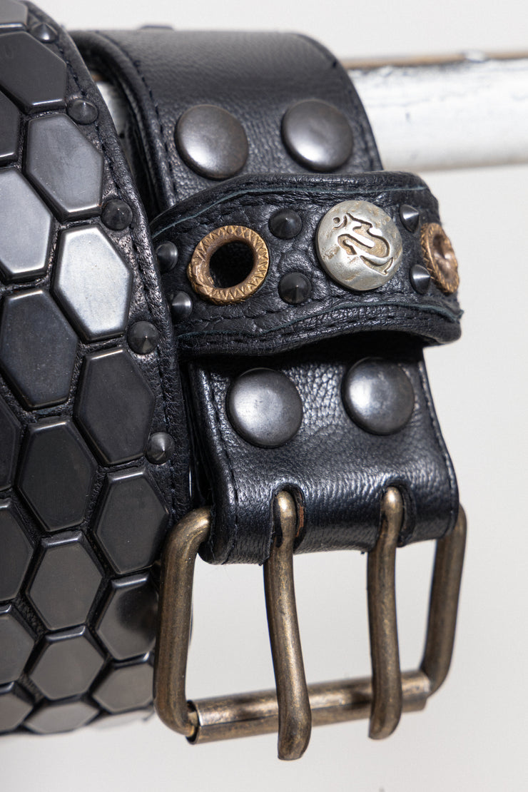 KMRII - Honeycomb studded leather belt – L'OBSCUR