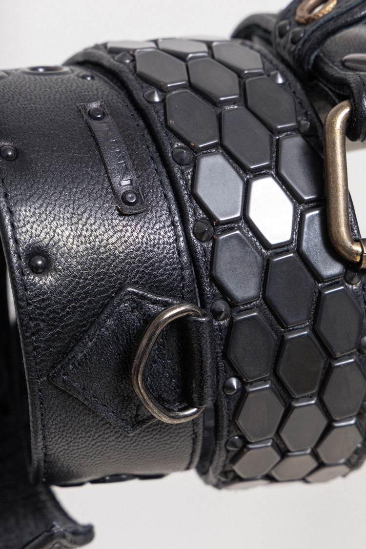 KMRII - Honeycomb studded leather belt – L'OBSCUR