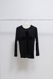 COMME DES GARÇONS RDC - FW92 Mesh top with velvet cross appliqué