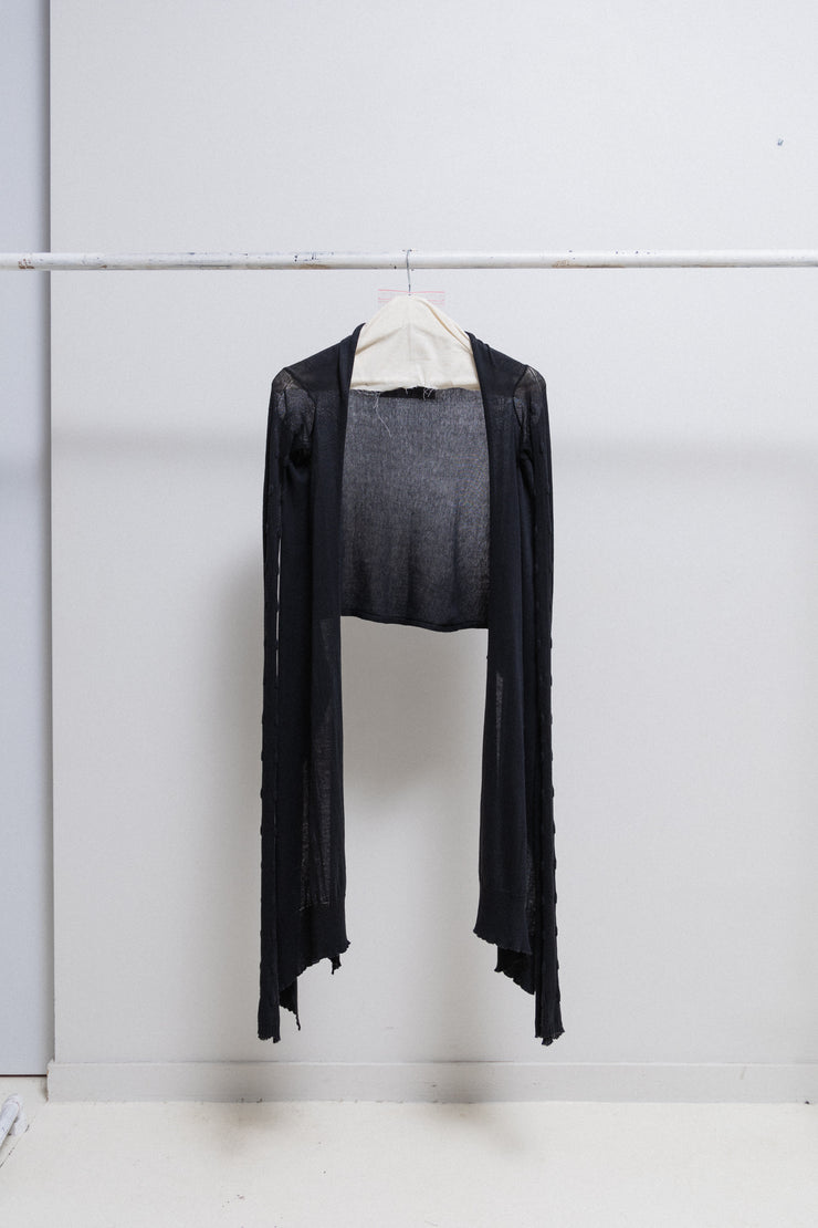 RICK OWENS - SS07 « WISHBONE » Cropped cardigan with extra long sides and textured sleeves