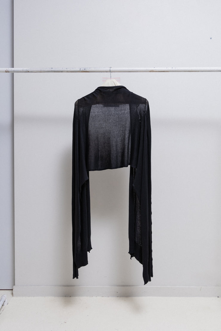 RICK OWENS - SS07 « WISHBONE » Cropped cardigan with extra long sides and textured sleeves