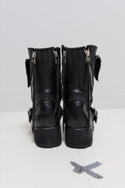 KMRII - High leather boots with studs and python details