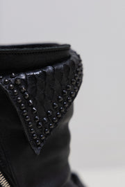 KMRII - High leather boots with studs and python details