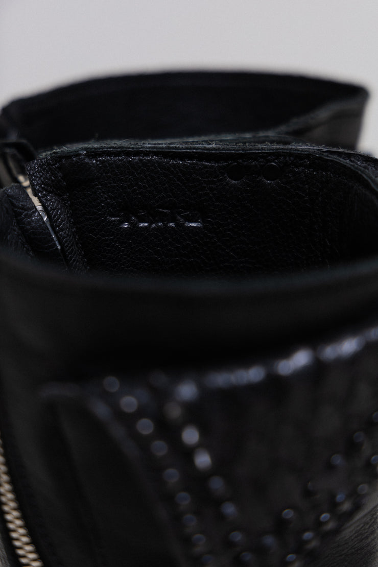 KMRII - High leather boots with studs and python details