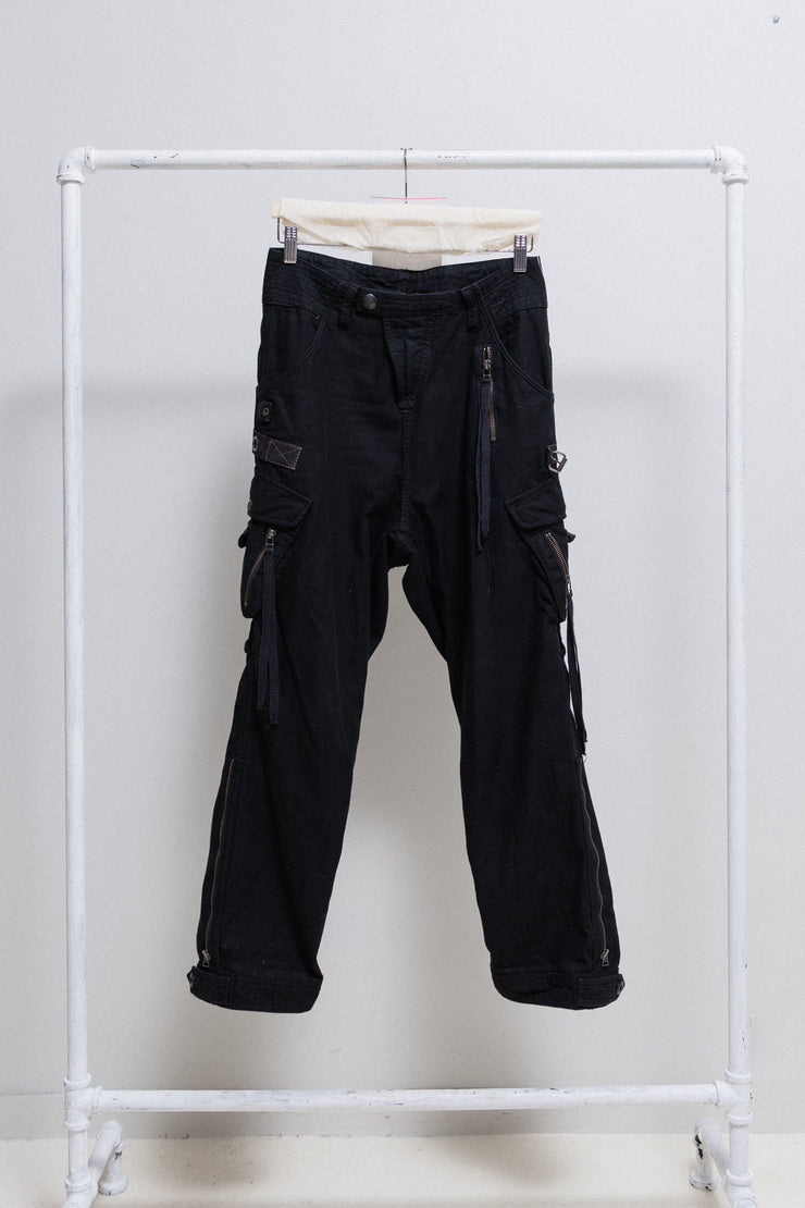 14TH ADDICTION - Cotton cargo pants with leg straps and zippers