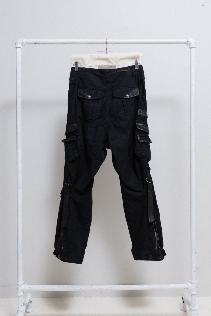 14TH ADDICTION - Cotton cargo pants with leg straps and zippers